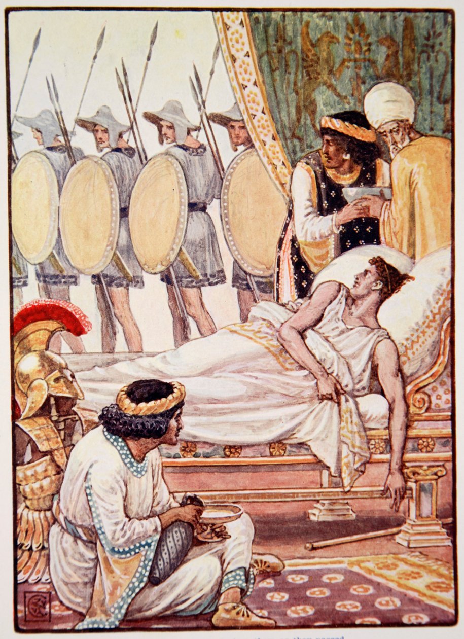 Med en indsats så han på dem, mens de passerede, illustration fra 