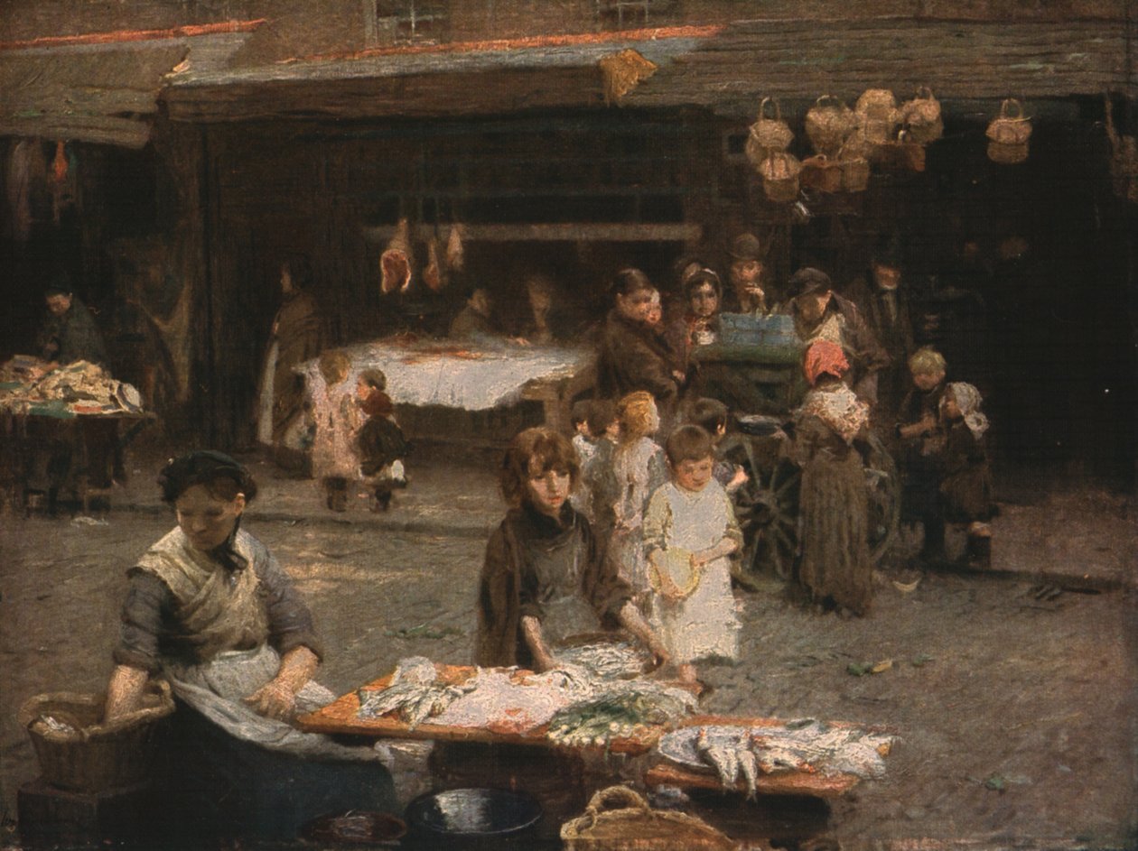 Fiskemarkedet, Patrick Street, Dublin, slutningen af det 19. århundrede, c1930. af Walter Frederick Osborne