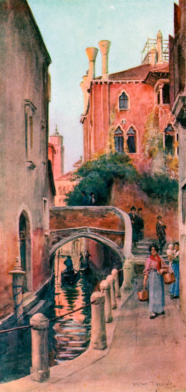 En kanal i Venedig (farvelitografi) af Walter Frederick Roofe Tyndale