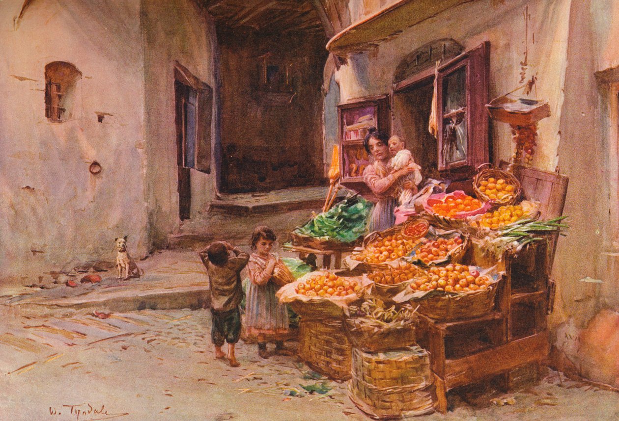 En frugtbod i San Remo, c1900 1913 af Walter Frederick Roofe Tyndale