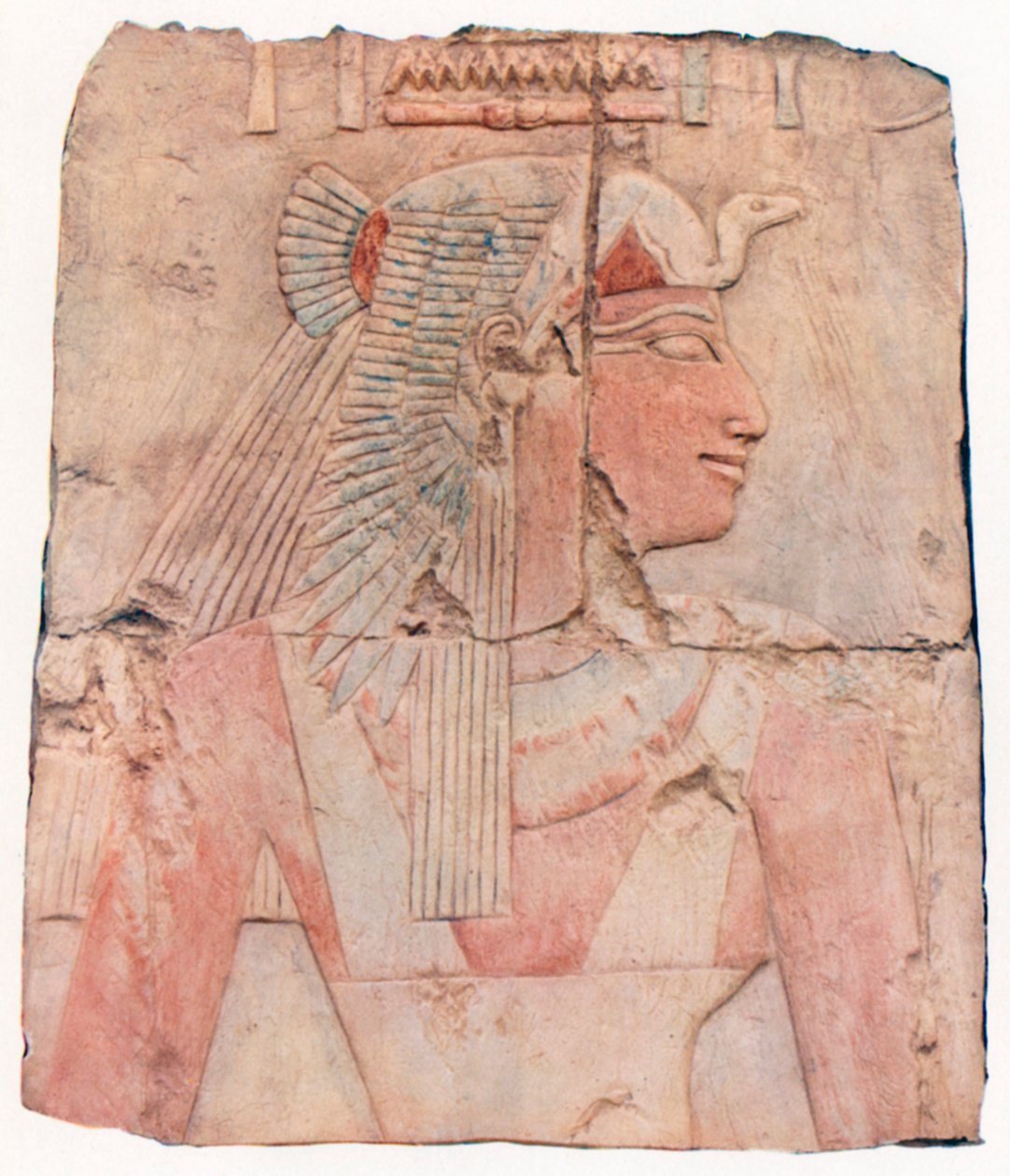 Aahmes, Hatshepsus mor, i templet ved Der El-Bahri (farvelitografi) af Walter Frederick Roofe Tyndale