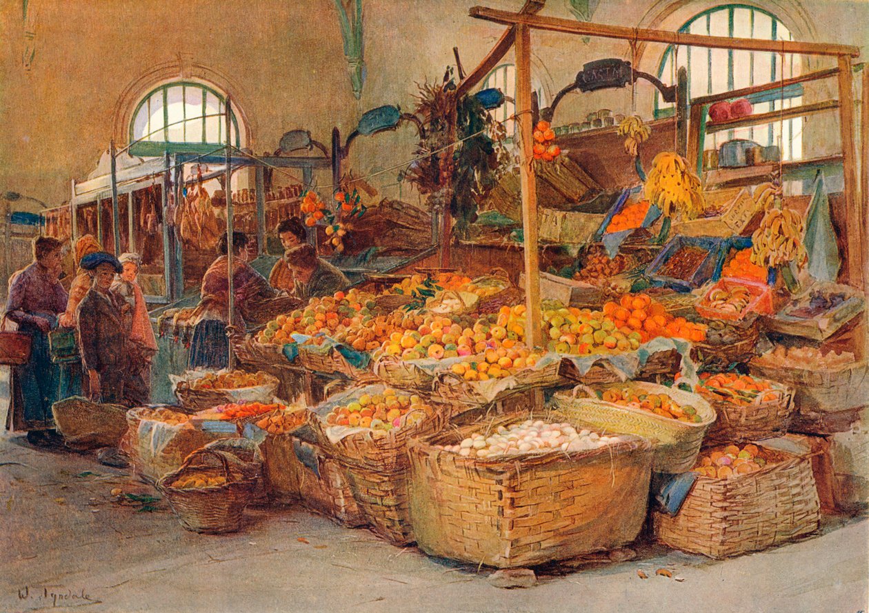 Frugtbod, Mentone Market, c1875-1906, 1906 af Walter Frederick Roofe Tyndale
