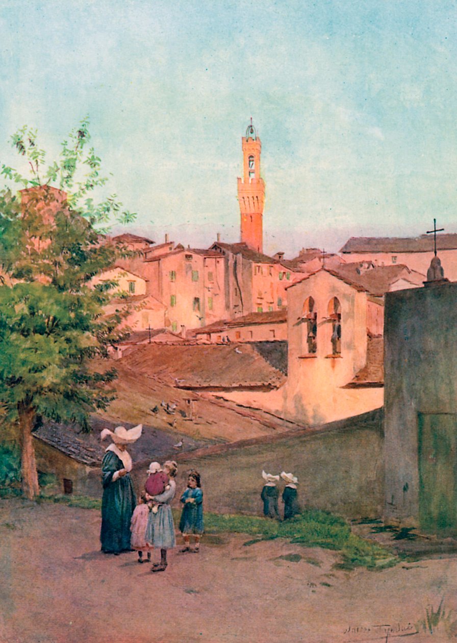 La Capella S Caterina, Siena (farvelitografi) af Walter Frederick Roofe Tyndale