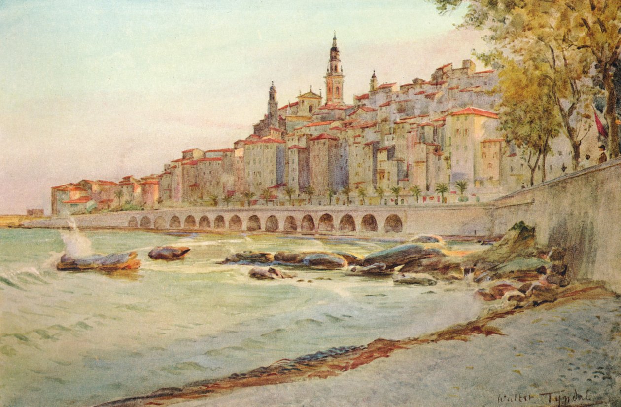 Mentone, fra Garavan, c1910, 1912 af Walter Frederick Roofe Tyndale