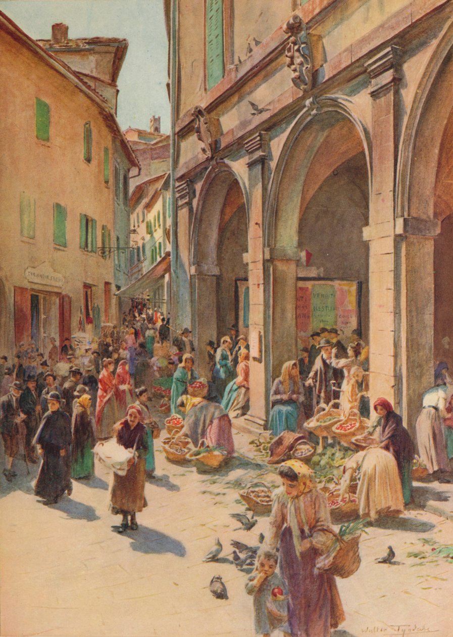 Markedet i Montepulciano, c1900 1913 af Walter Frederick Roofe Tyndale