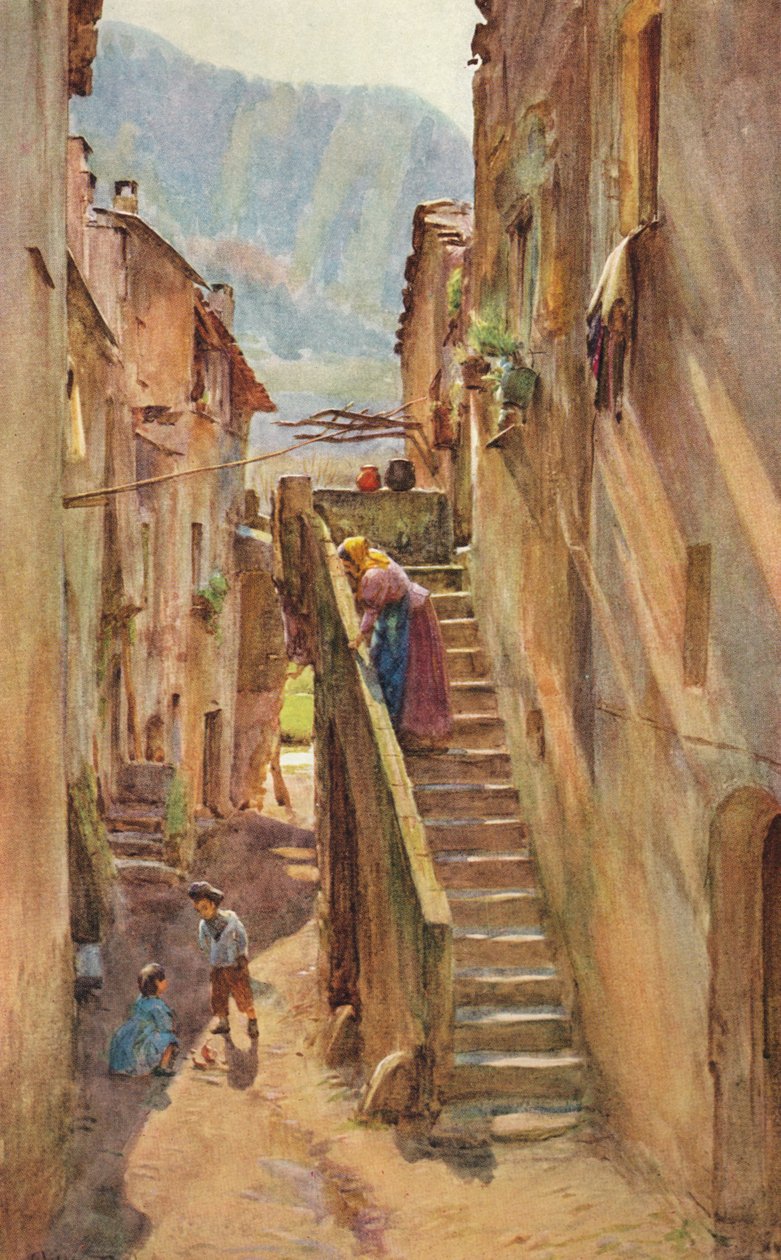 Vicolo del Ponte, Villa Nuova di Albenga, c1910, 1912 af Walter Frederick Roofe Tyndale