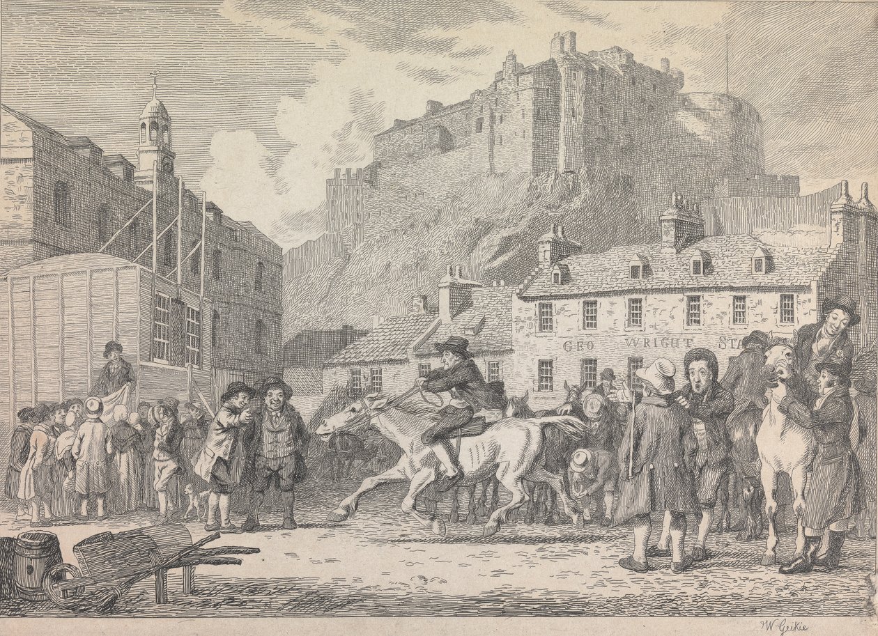 Edinburgh Castle og Horse Fair af Walter Geikie
