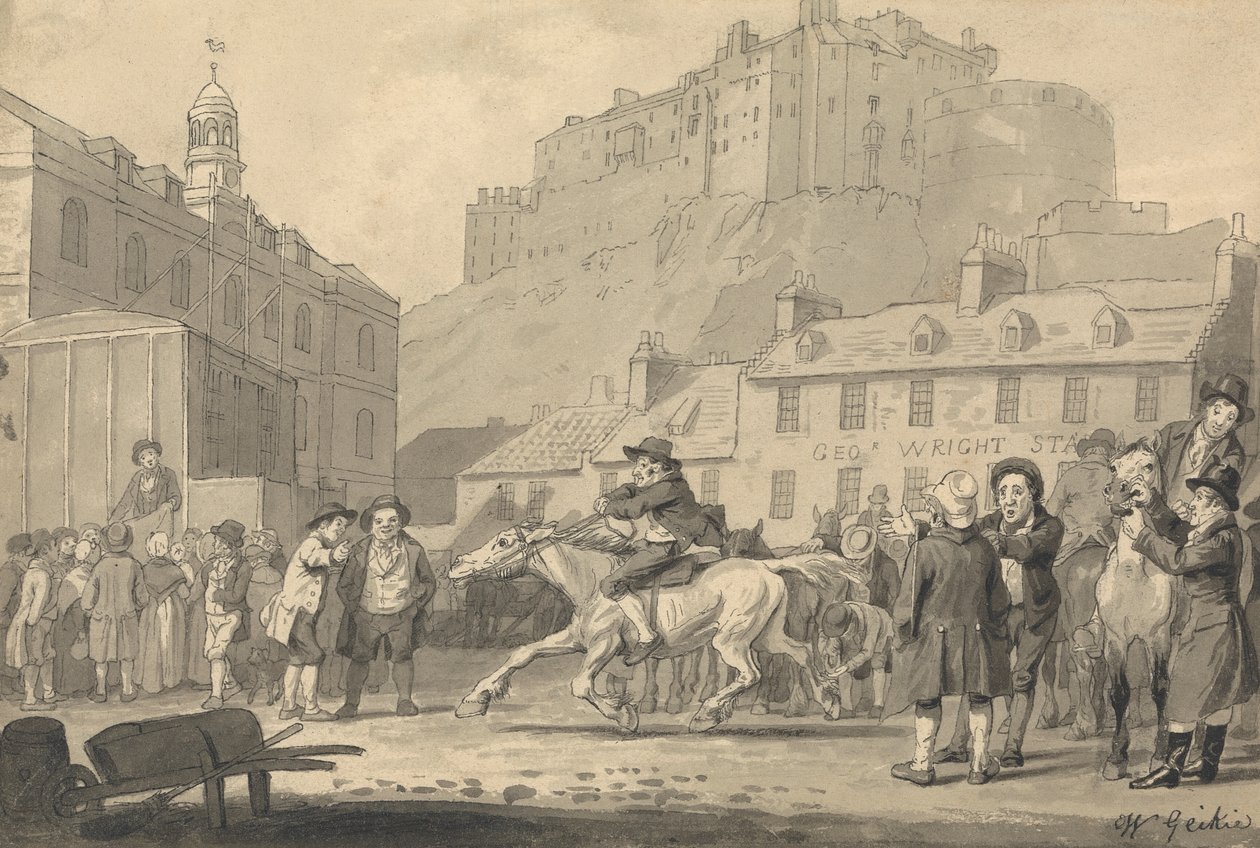 Edinburgh Castle og Horse Fair af Walter Geikie