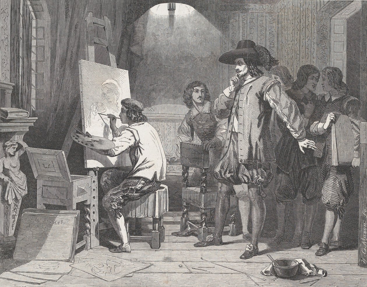 Sebastian Gomez opdaget af sin mester, Murillo, At Work, fra Illustreret L..., 29. april 1848. af Walter George Mason