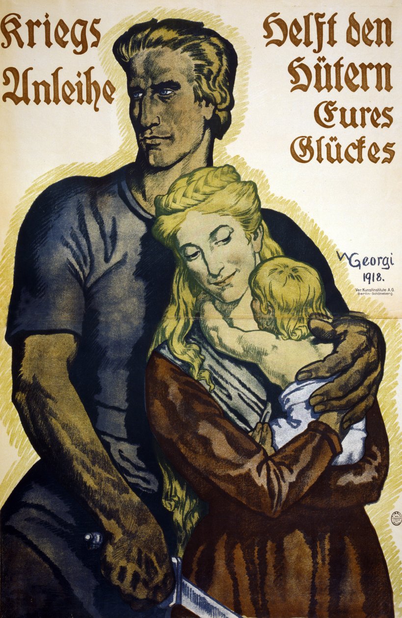 Første Verdenskrig 1914-1918. Tysk plakat for tegnere på krigslånsobligationer af Walter Georgi
