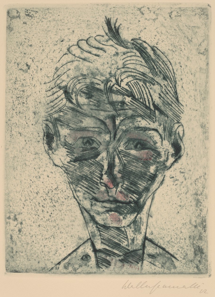 Buste af en ung mand, selvportræt drengehoved, selvportræt, 19221923. af Walter Gramatte