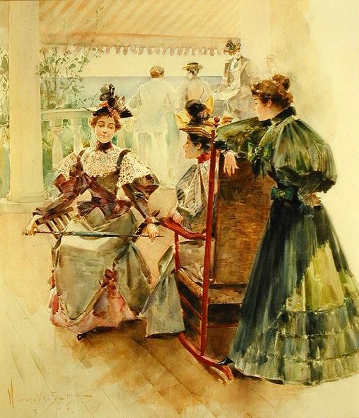 På verandaen (gouache og akvarel på papir) af Walter Granville Smith