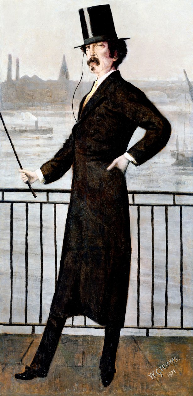 James Abbott McNeill Whistler på enkens gang i hans hus i Lindsey Row, Chelsea, 1871 af Walter Greaves