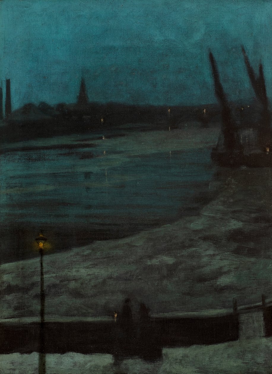 Nocturne, Battersea Reach (olie på lærred) af Walter Greaves