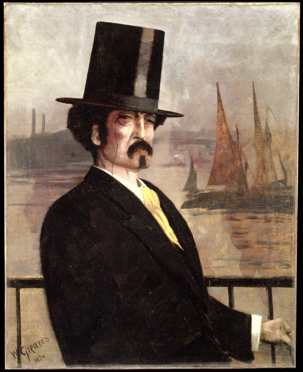 Portræt af Whistler på Themsen af Walter Greaves