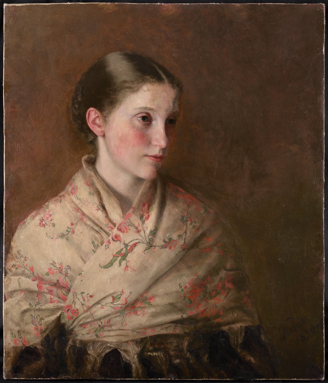 A Girl in a Shawl (olie på lærred) af Walter Henry Truscott