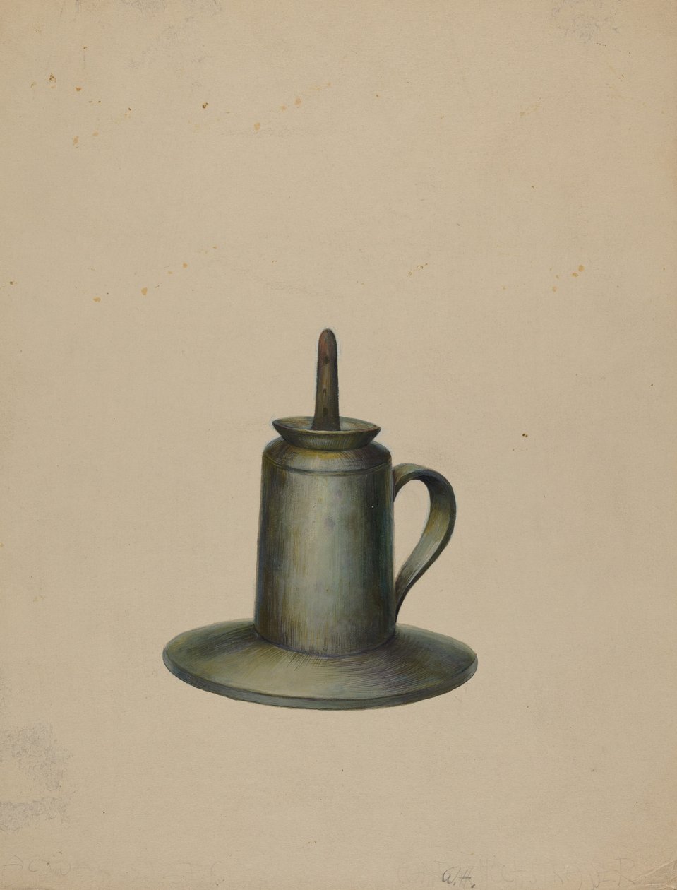 Olielampe af tin, ca. 1938. af Walter Hochstrasser
