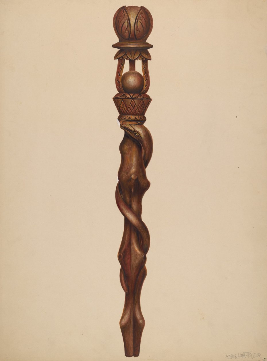 Scepter skovhugger udskæring, ca. 1938. af Walter Hochstrasser