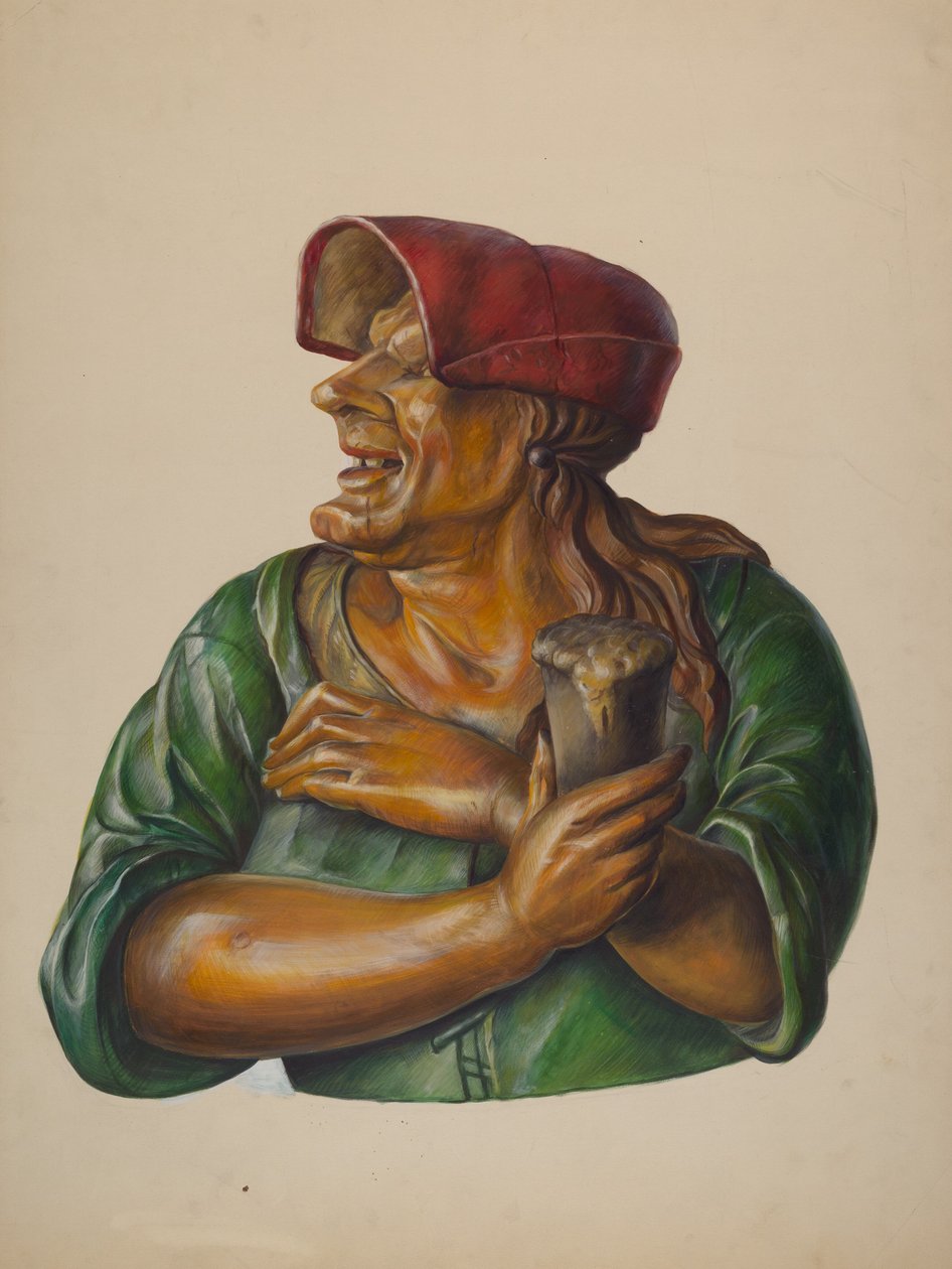 Værtshusfigur, ca. 1937. af Walter Hochstrasser
