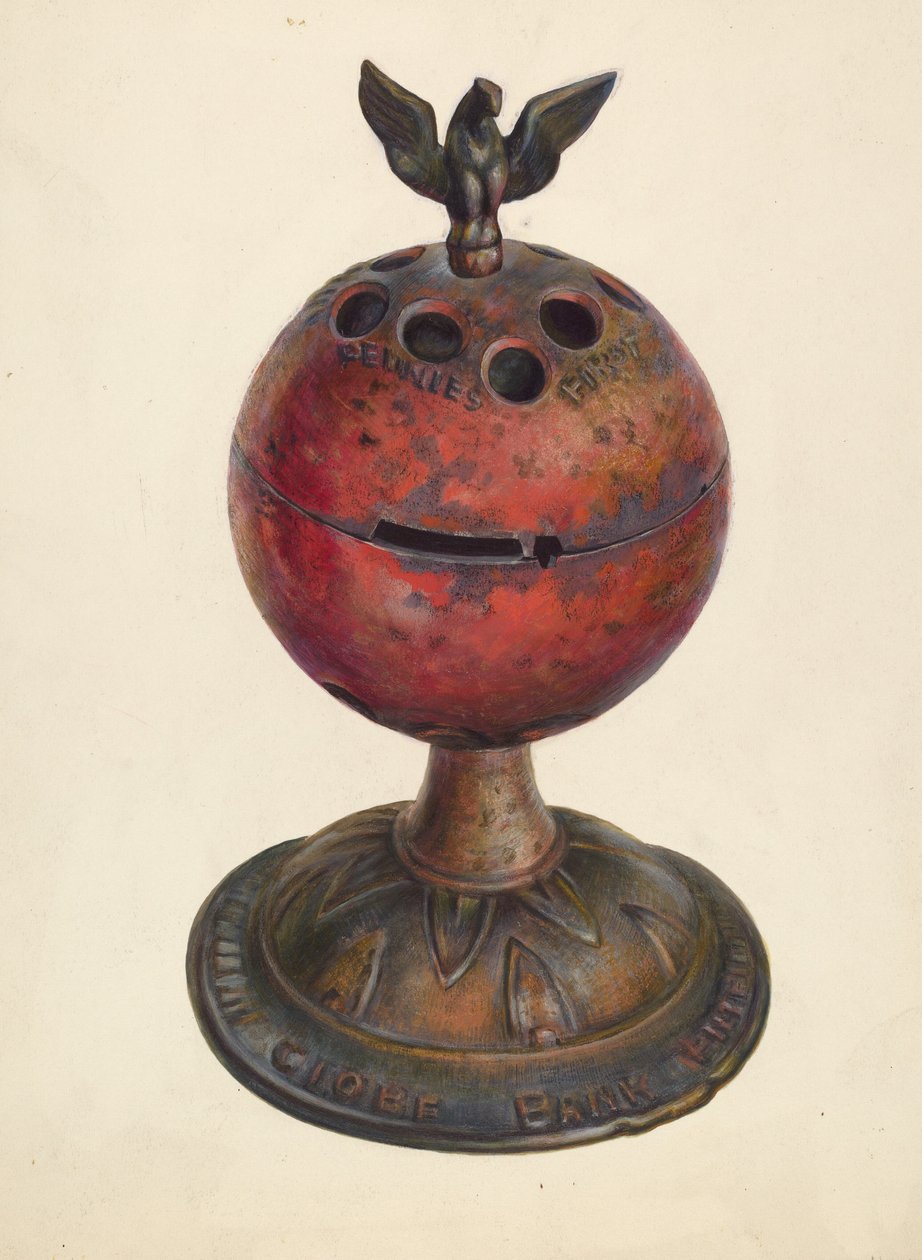 Legetøjsbank: Globe, ca. 1939. af Walter Hochstrasser
