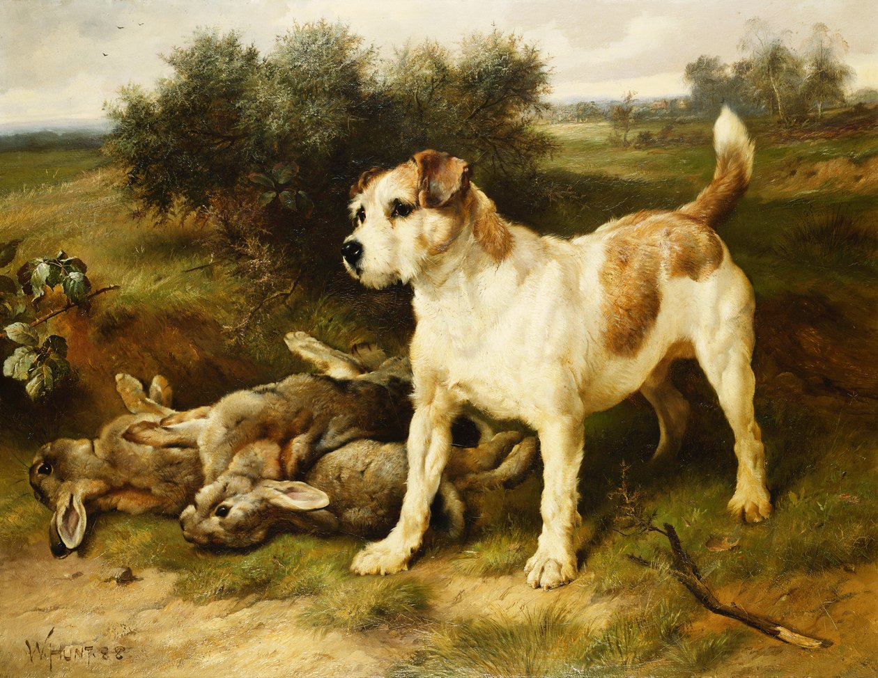En Fox Terrier med Dagens Taske af Walter Hunt