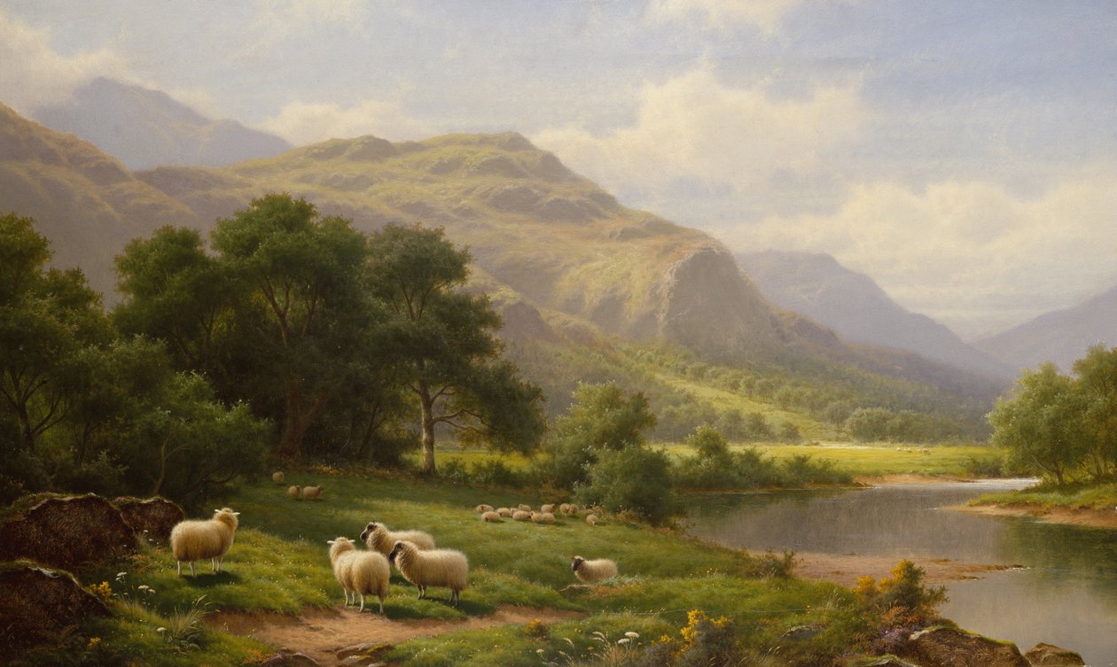 The Lledr Valley, North Wales (olie på lærred) af Walter J. Watson