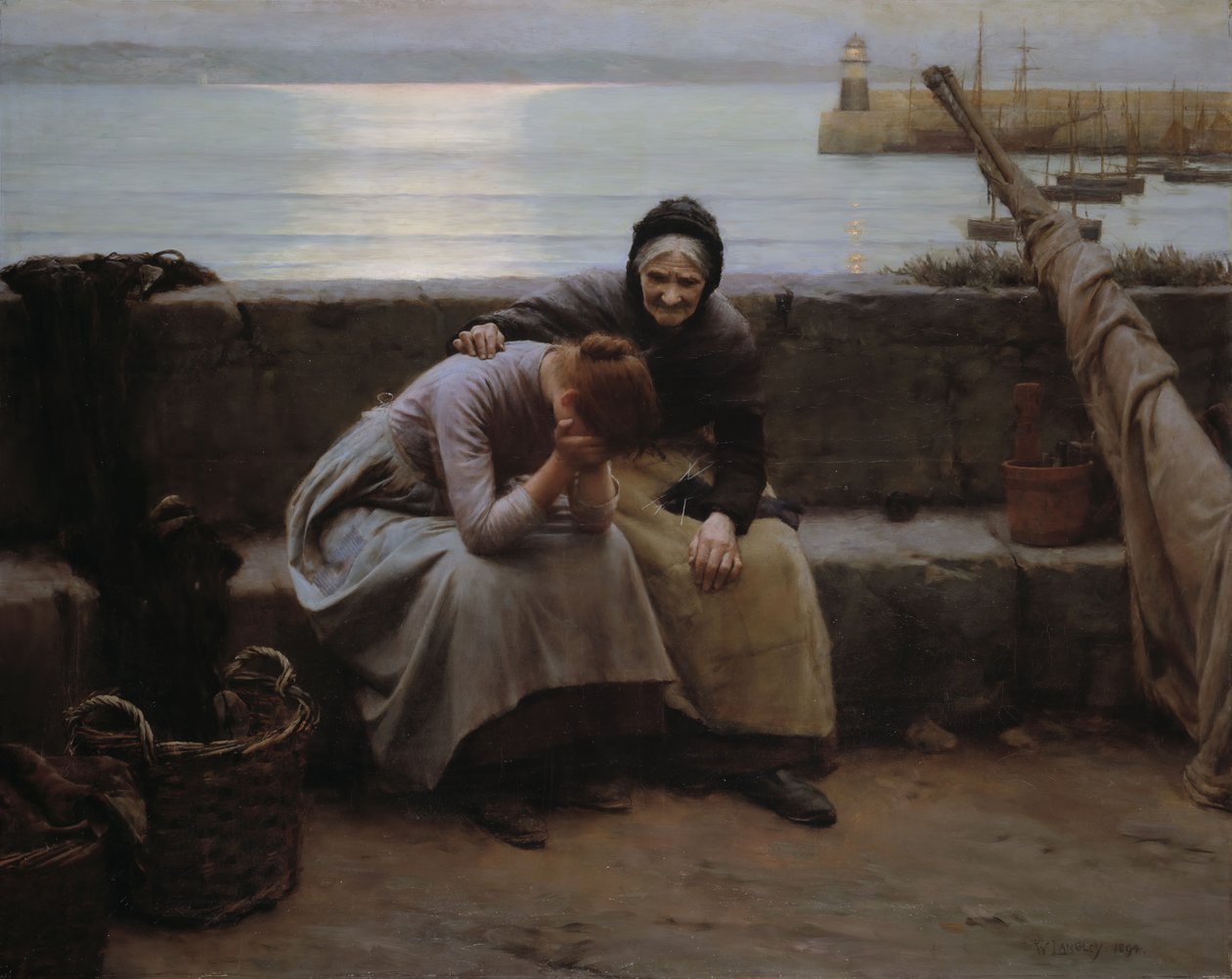 Aldrig morgen gik til aften, men noget hjerte knuste, 1894. af Walter Langley
