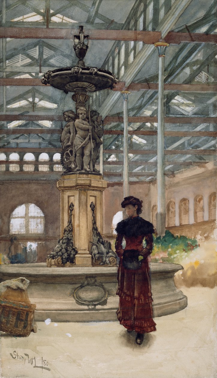 Old Market Hall and Fountain, Birmingham, 1880 af Walter Langley