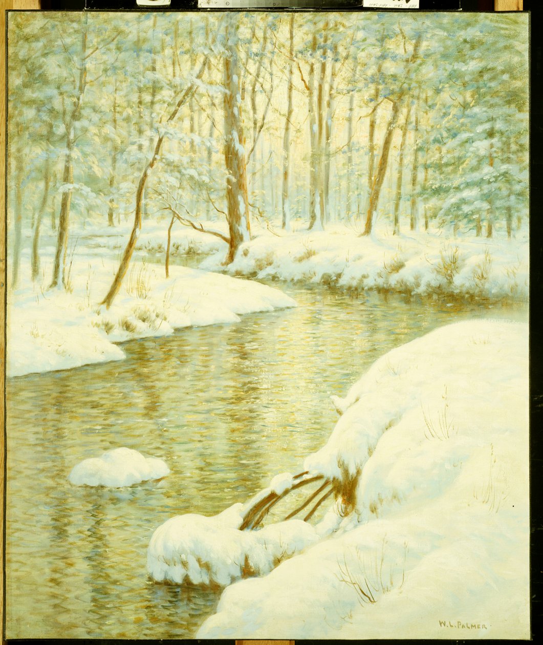 Winter Stream, Sunset Glow (olie på lærred) af Walter Launt Palmer