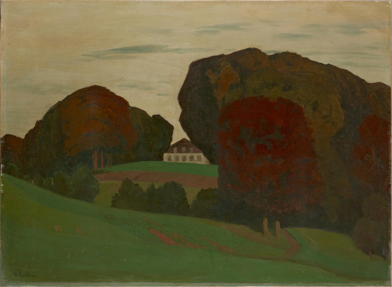 Dansk parklandskab med villa af Walter Leistikow