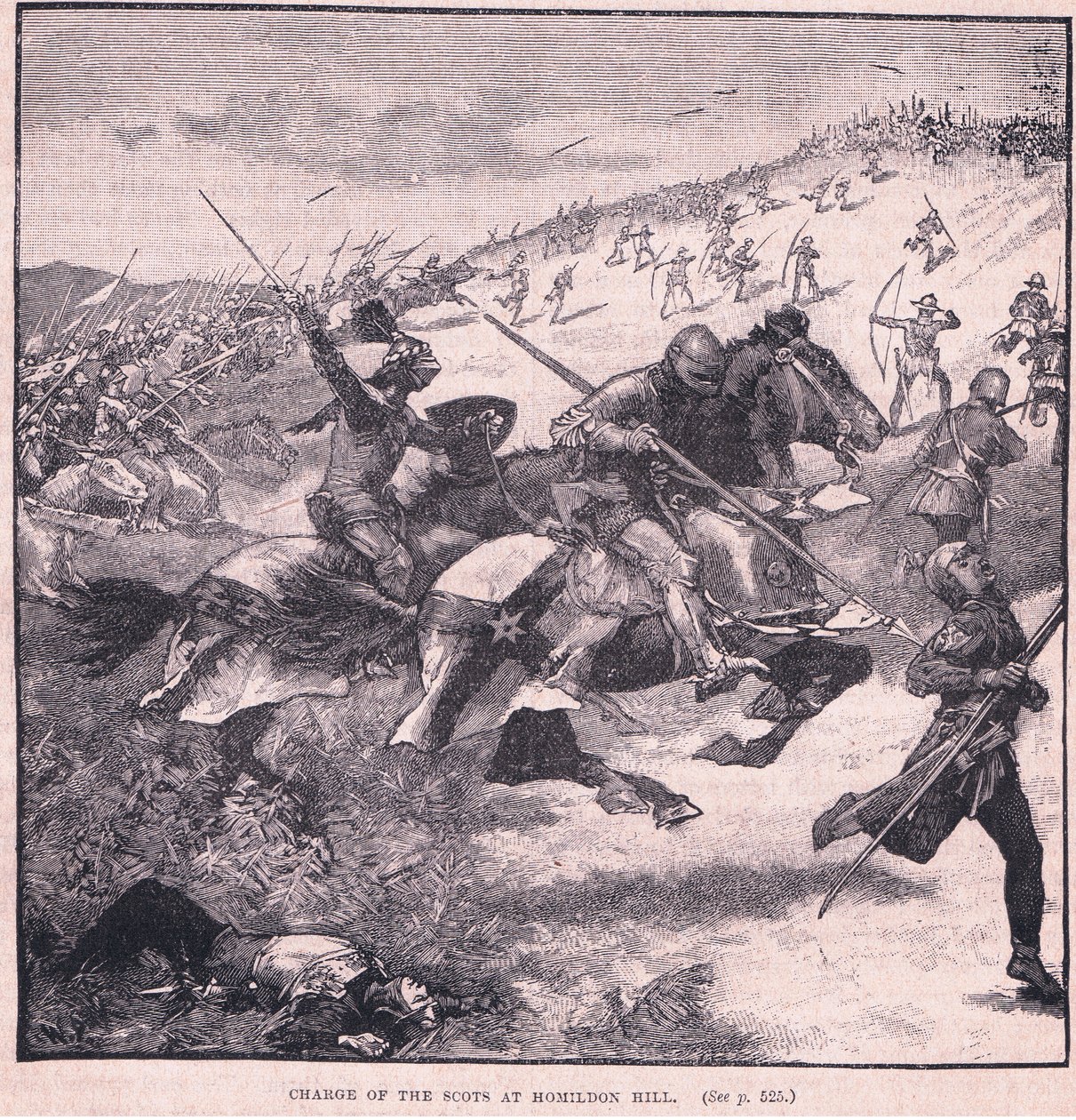 Anklagen mod skotterne ved Homildon Hill AD 1402 af Walter Paget