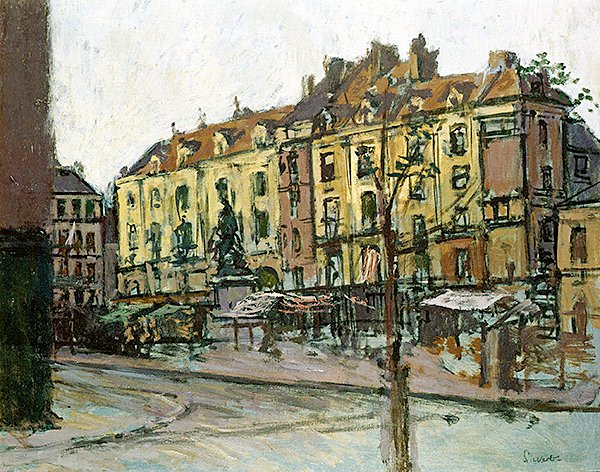 La Place Nationale med le Grande Duquesne, Dieppe (olie på lærred) af Walter Richard Sickert
