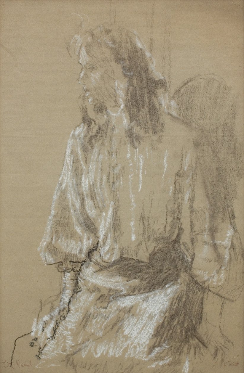 Little Rachel, ca. 1906 (Sort og hvidt kridt på gråt papir) af Walter Richard Sickert