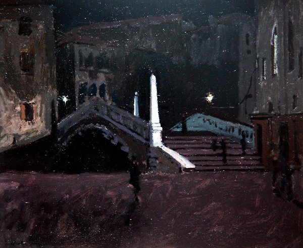 Ponte delle Guglie sul Cannaregio (Natscene, Venedig) ca. 1896 (olie på lærred) af Walter Richard Sickert