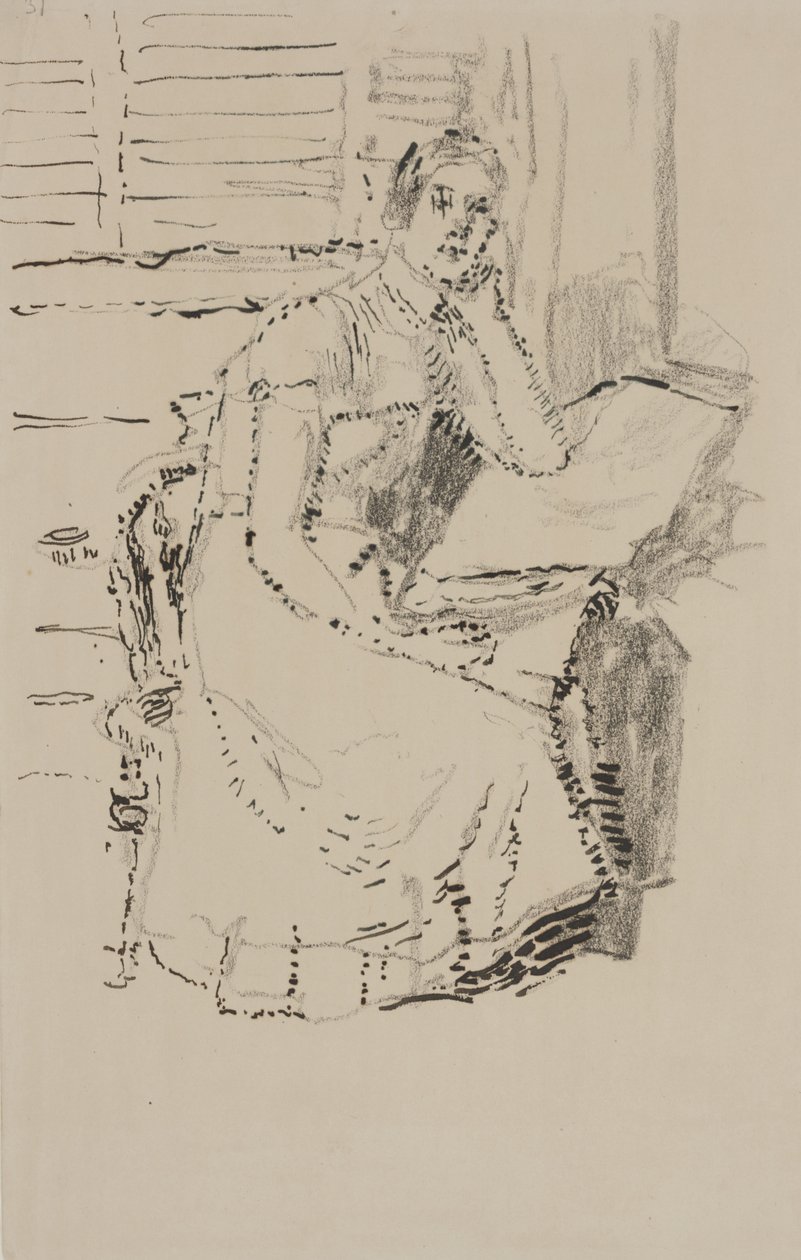 Siddende figur (pen og blæk med kul på papir) af Walter Richard Sickert