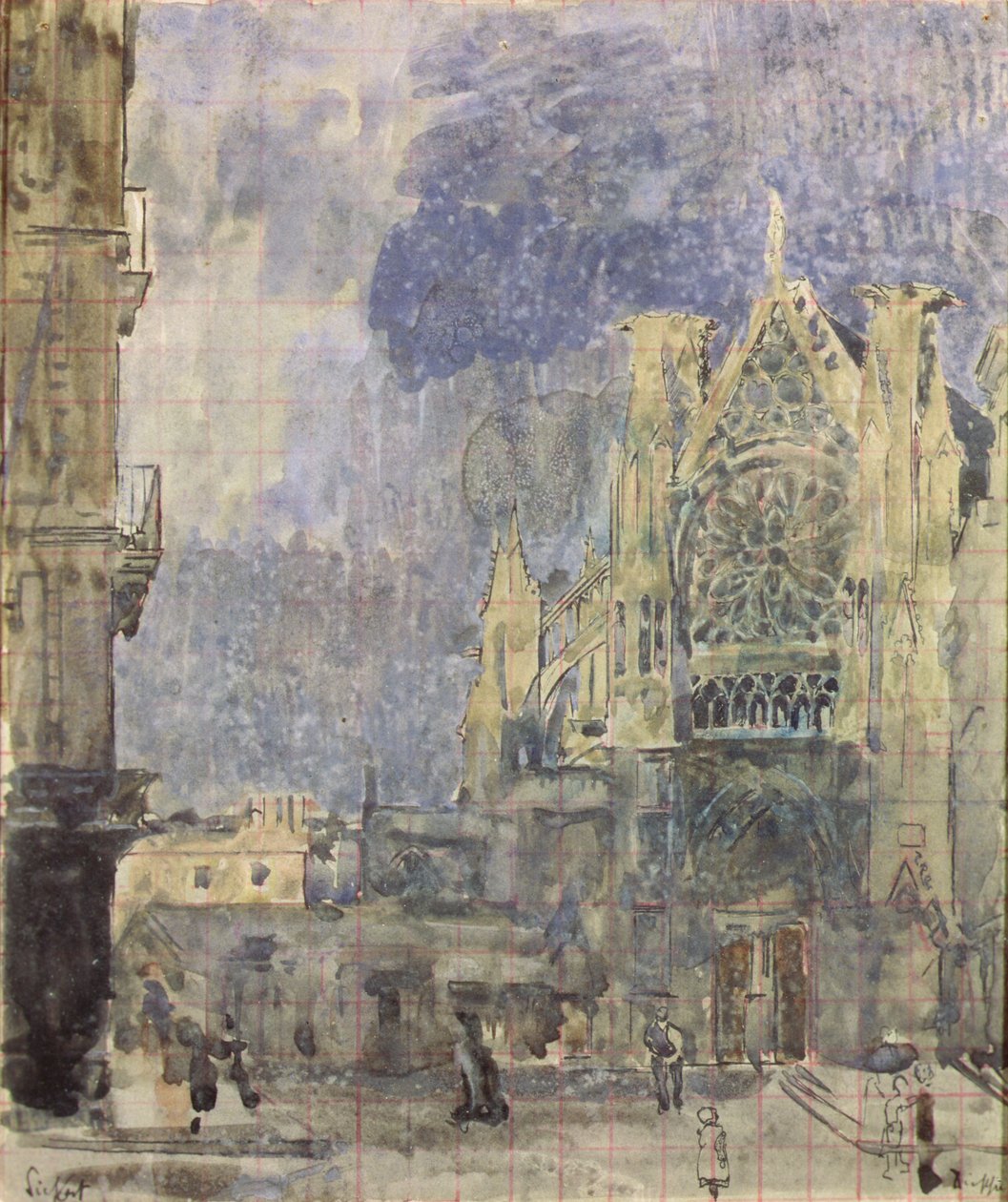 St. Jacques Facade, Dieppe, ca. 1899 (akvarel og blæk på papir) af Walter Richard Sickert