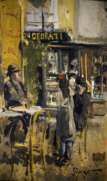 The Little Tea Shop, Dieppe (olie på panel) af Walter Richard Sickert