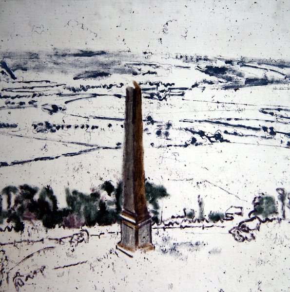 Obelisken ved Arques, Eaulne-dalen, Dieppe, ca. 1913-14 (olie på lærred) af Walter Richard Sickert