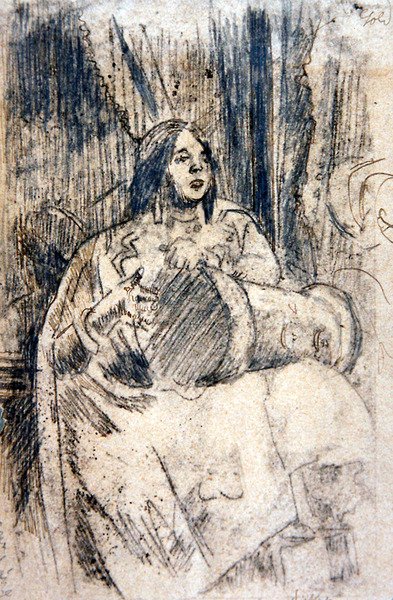 The Study (Trommeslageren), ca. 1900 (blyant på papir) af Walter Richard Sickert