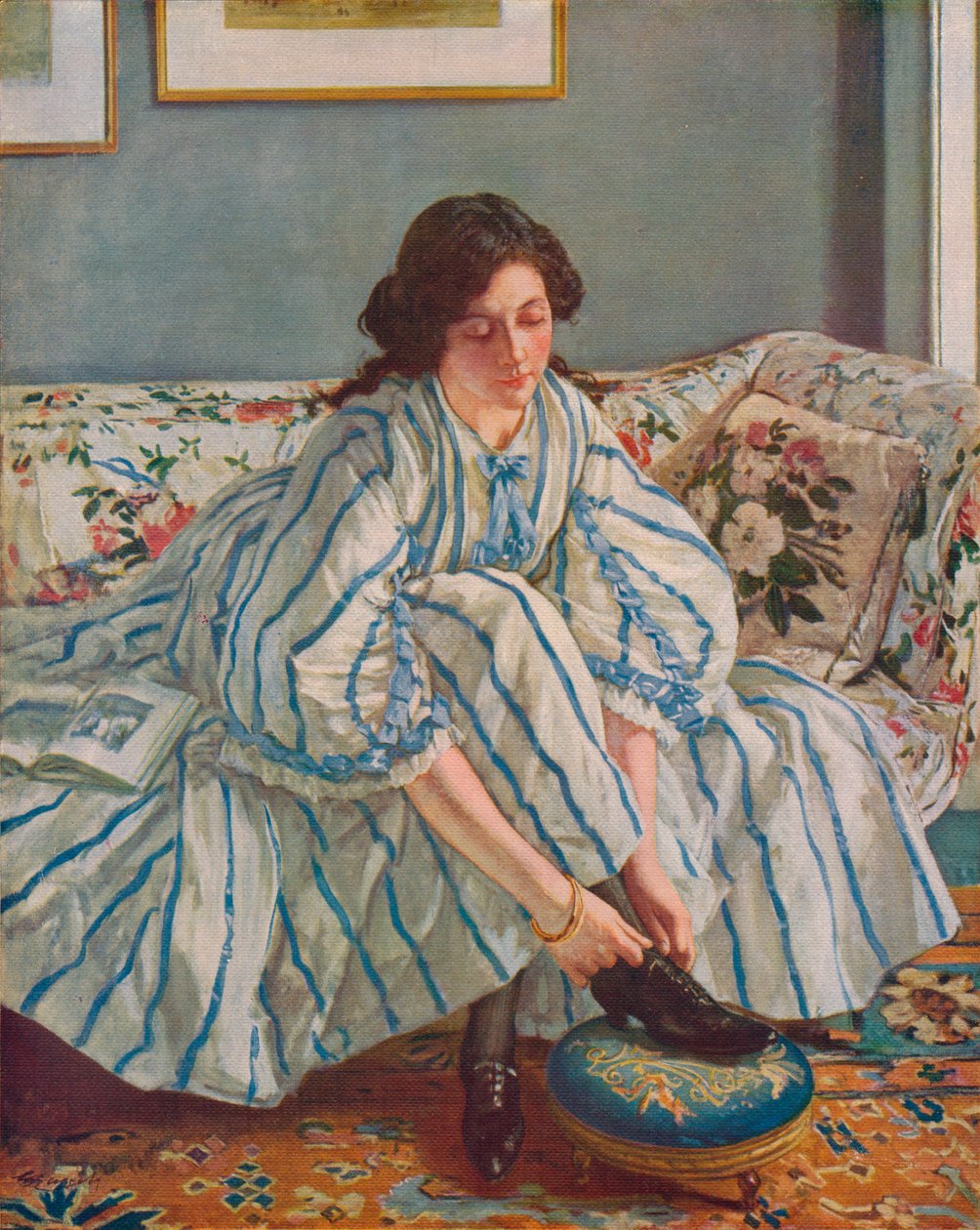 At binde sin sko, ca. 1900 af Walter Russell