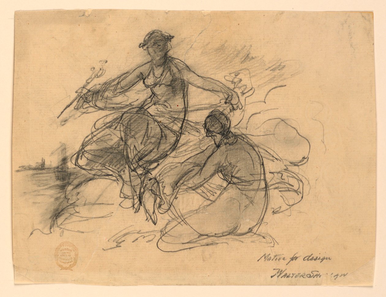 Handel og en anden allegorisk figur (motiv til pengeseddeldesign) af Walter Shirlaw