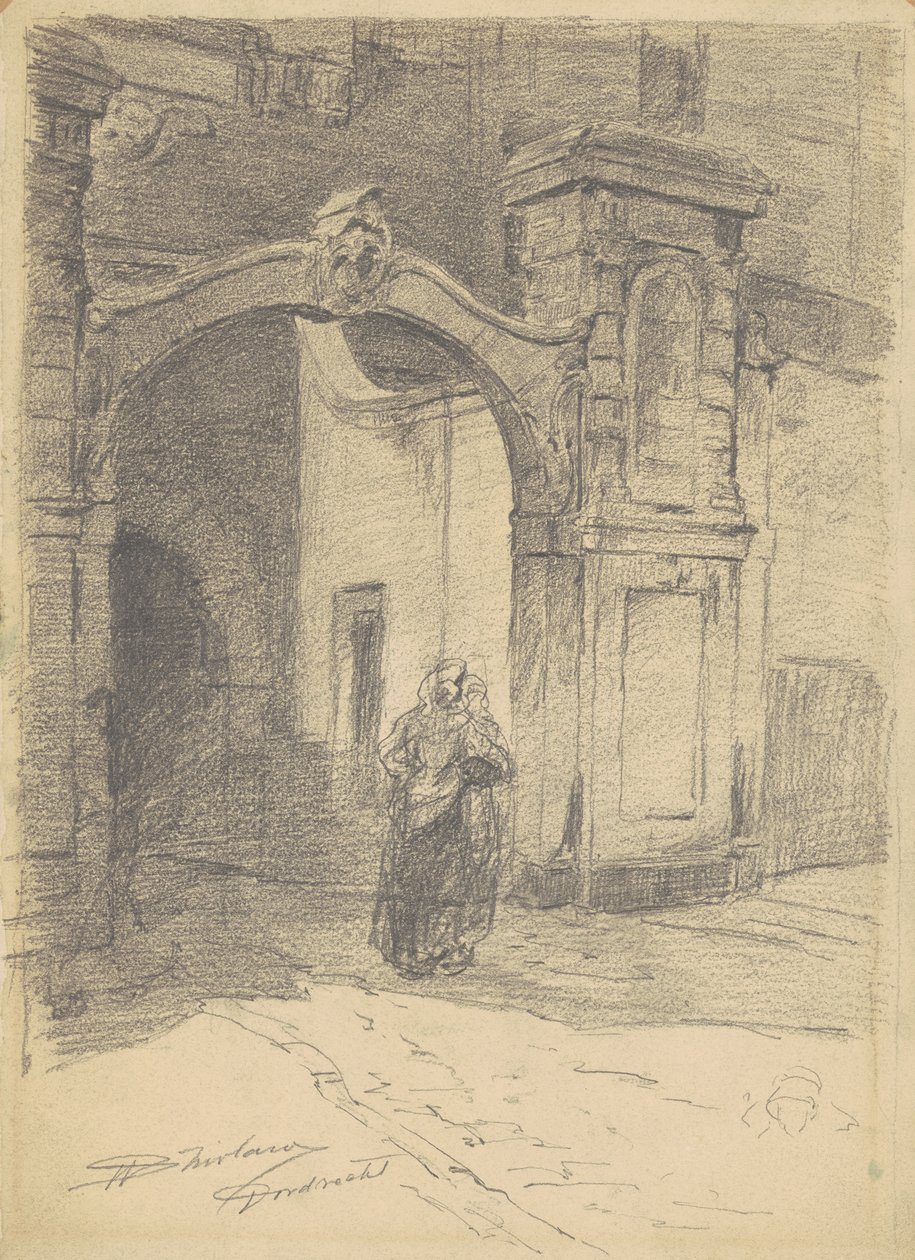 Dordrecht, ca. 1870-77 (grafit på vævet papir) af Walter Shirlaw