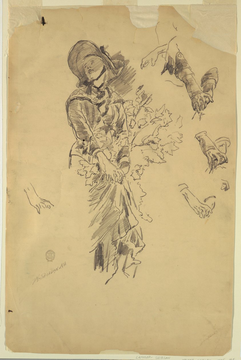 Studie af figur for "In the Mountains" af Walter Shirlaw