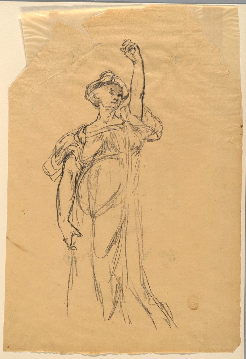 Studie af figur med løftet arm af Walter Shirlaw