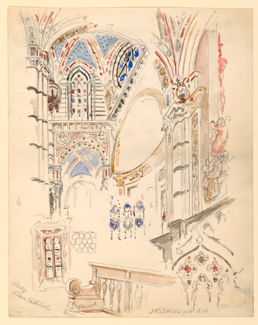 Studie af Siena-katedralen af Walter Shirlaw