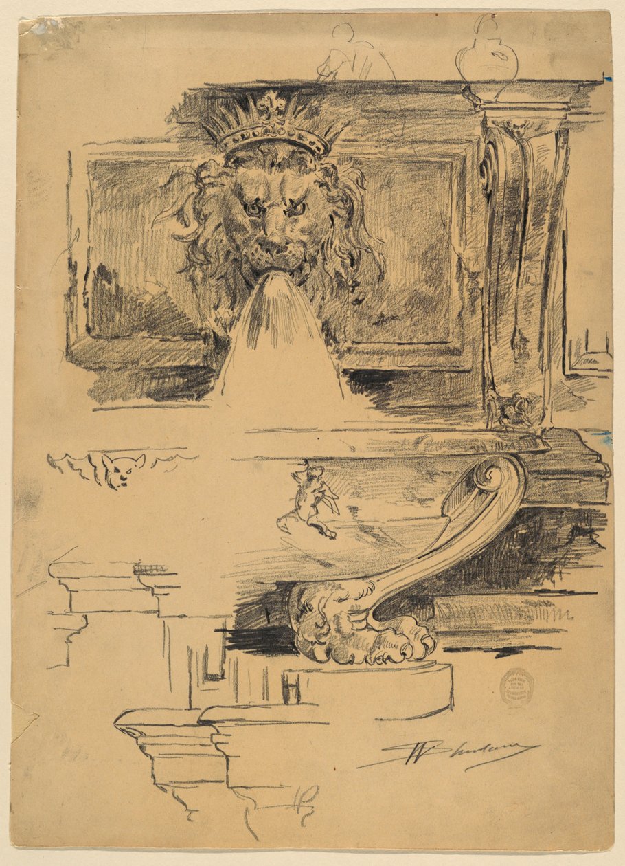 Studie af et springvand, Italien af Walter Shirlaw