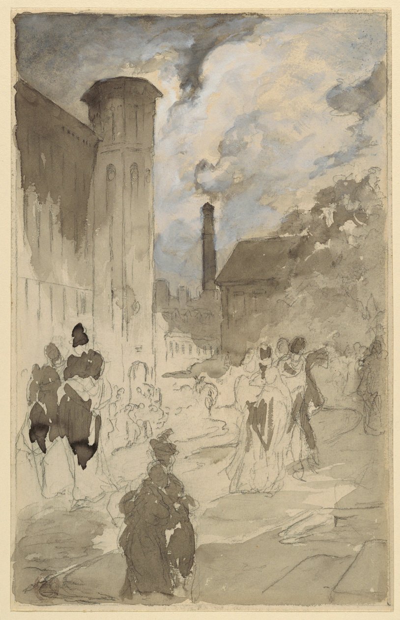 Town Square (Undersøgelse for en illustration) af Walter Shirlaw