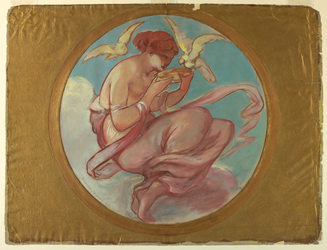 Venus (design til et vægmaleri) af Walter Shirlaw