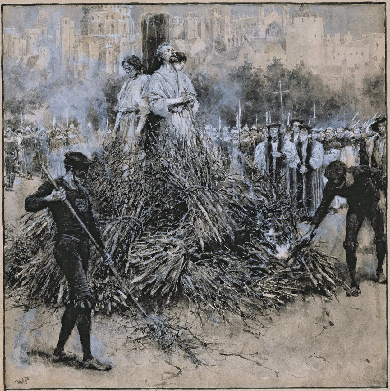 The Martyrdom of Robert Testwood (akvarel på papir) af Walter Stanley Paget