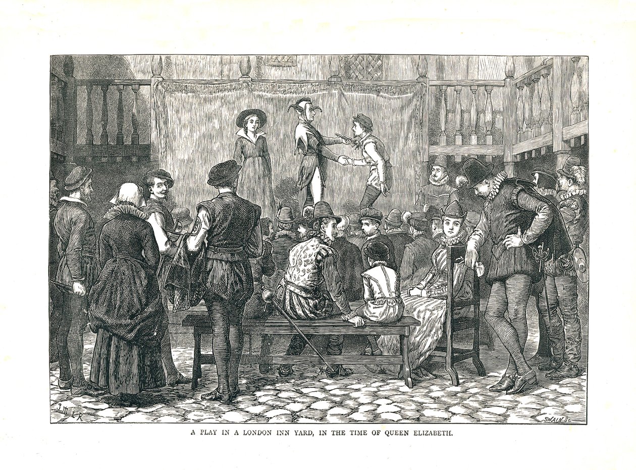 A Play in an Elizabethan London Inn Yard, 1878 af Walter Thornbury